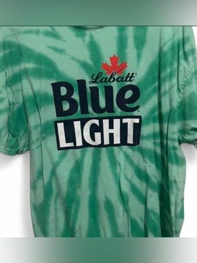 Labatt Blue Light Tie-Dye Tee - Green with Navy & White Logo